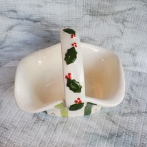 Christmas Planter, Ceramic Basket with Holly, Andrea West for Sigma Tastesetter image 2