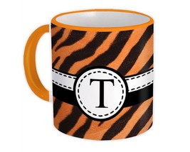 Monogram Letter T : Gift Mug Tiger Letter Initial ABC Print Stripe CG7159T - £12.45 GBP