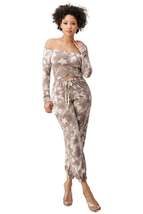 French Terry Tie Dyed Star Printed Off The Shoulder And Jogger Pants - £30.15 GBP
