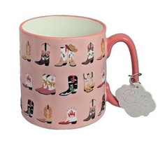 10 Strawberry Street Cowboy Cowgirl Boots Pink Coffee Tea Mug Cup Cerami... - $26.97