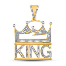 10kt Yellow Gold Mens Round Diamond King Phrase Charm Pendant 7/8 Cttw - £1,027.62 GBP