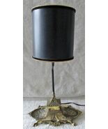 Vintage Japan Brass Inkwell Desk Lamp with Black Shade  - $123.75