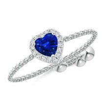 ANGARA Heart-Shaped Sapphire Bolo Ring with Diamond Halo for Women in 14K Gold - £991.13 GBP