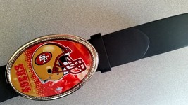 SAN FRANCISCO 49ERS Epoxy Buckle &amp; Black Bonded Leather Belt - £20.83 GBP