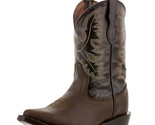 Kids Brown Solid Real Leather Cowboy Boots Pointed Toe Youth Western Wea... - $54.99