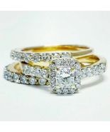14K Yellow Gold Finish 2.00 Ct Princess Cut Diamond Engagement Bridal Ri... - £82.19 GBP