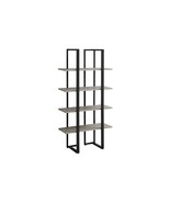 60&quot;h 4-Tier Bookshelf Bookcase Etagere - Brown Laminate/Black Metal Modern - $2,874.66 MXN