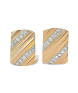 Pair of 14k Yellow Gold Rectangular Men&#39;s Cufflinks with Diamonds (#J6871) - $1,954.89 CAD