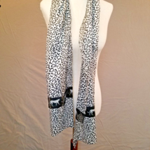 Scarf Women Wrap Rectangle Leopard Animal Print Black White 12 x 61 Cheetah Cat - £10.34 GBP