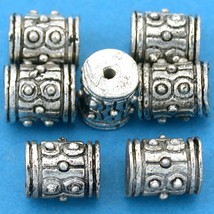Bali Barrel Antique Silver Plated Beads 9mm 16 Grams 7Pcs Approx. - $6.96