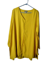 Jessica London Layered Look Tunic Blouse Size 22W Yellow Long Sleeve Flowy - £19.12 GBP