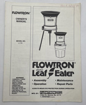 Flowtron Electric Leaf Eater Owners Instruction Manual LE-700 Parts List - $14.20