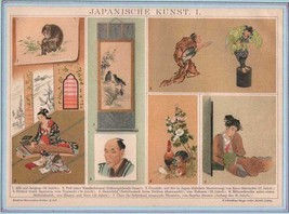 1898 Original chromolithography Japanische Kunst Japanese Art Brockhaus&#39; Antique - £51.71 GBP