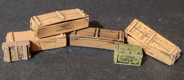 GEAR BOXES AMMO CRATES SET OF 6 SMALL 1&quot; MILITARY, TRAIN, DIORAMA, DISPL... - $220.14 MXN