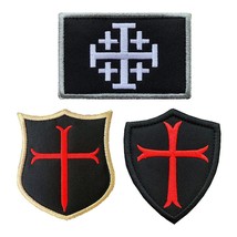 3 Pieces Jerusalem Cross Crusader Order Holy Sepulchre Crusader Shield Emblem Pa - £18.81 GBP