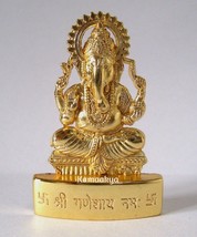 Ganesh Idol Ganesha Om Lord Hindu God Gold Plated Metal Idol Statue Diya - £11.27 GBP