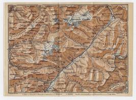 1930 Original Vintage Map Of Vicinity Of Samedan Zernez Engadin / Switzerland - £15.13 GBP