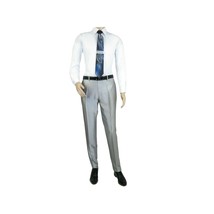 Men Tuxedo Formal Suit ROYAL DIAMOND Slim Fit 3Pc Vested shiny Satin SL82 Silver image 10