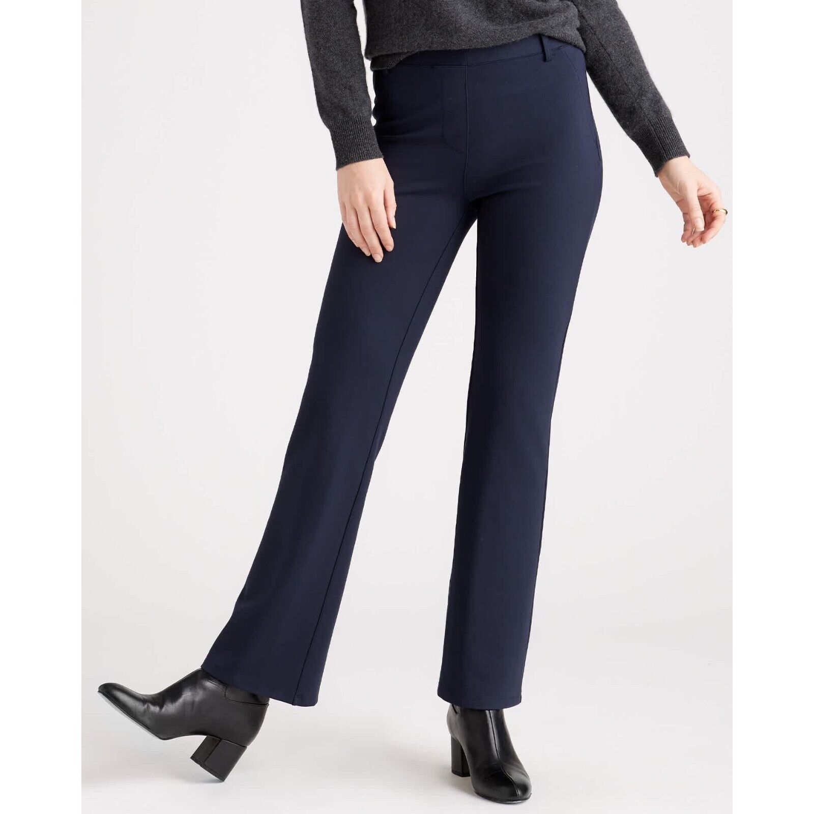 Primary image for Quince Womens Ultra-Stretch Ponte Bootcut Pant Pull On Navy Blue Petite L
