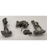 Lot of 2.25 inches and under Pewter figurines donkey gold miner turtle m... - £8.88 GBP