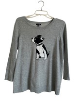 APT.9 Womens Sweater Gray Medium Knit Boston Terrier Rhinestone Pullover... - $15.72