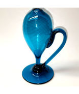 Beautiful Art Glass Oil Lamp With Swirled Neck &amp; Body - Aqua-Teal, Witho... - $36.22 CAD