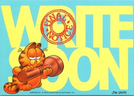 Write soon Final notice Postcard Garfield the Cat Cartoon Comic - £4.28 GBP