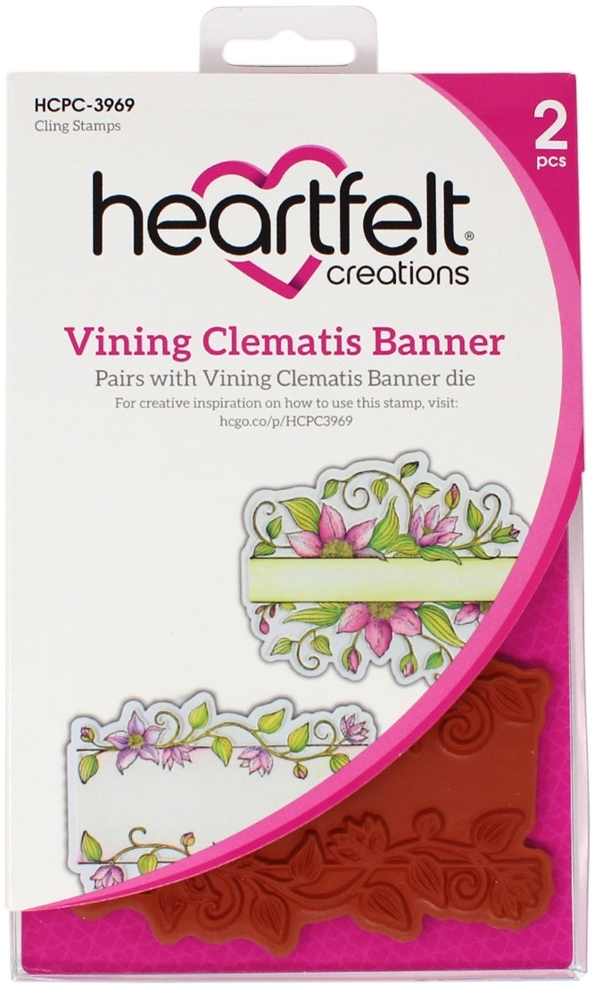 Heartfelt Creations Cling Rubber Stamp Set-Vining Clematis Banner - $18.68