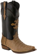Western Dress Leather Cowboy Boots Genuine Crocodile Tail Skin Snip Light Brown - £179.01 GBP
