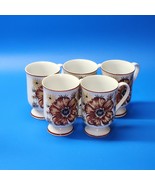 Vintage ROYAL DOMINO Coffee Tea Cup MOUNTAIN WOOD Footed Mugs - Set Of 5... - £18.75 GBP