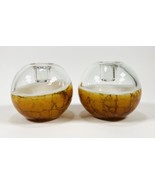 antique pair Villeroy  &amp; Boch glass marbled candle stands . Both egded mark - £101.92 GBP
