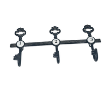 Metal Hanging Key Hook Holder Numbered Bent Keys Distressed Black 13 Inch - $19.78