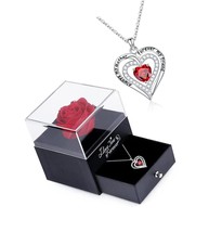 Mothers Day Gifts-Preserved Red Rose with Mom Necklace Rose - £258.89 GBP