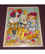 Artist Painting Dog Playskool Wooden Tray Jigsaw Puzzle 1995 5 Pc 186-17... - £4.45 GBP