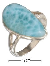 Sterling Silver Freeform Pear Shape Larimar Ring - £95.89 GBP