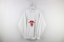 Vtg 90s Mens XL Shadow Chicago Bulls Basketball Crewneck Sweatshirt White USA - £51.39 GBP