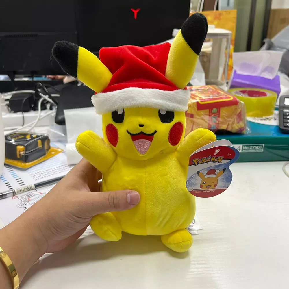 Holiday Pikachu Plush Toy with Santa Hat, Pokémon Christmas Gift Collectible NWT - £19.14 GBP