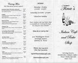 Tina&#39;s Italian Cafe &amp; Bake Shop Menu Washington St Saratoga Square Gurne... - £12.69 GBP