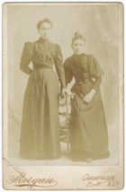 Circa 1890&#39;S Cabinet Card Two Lovely Sisters Victorian Dress Morgan Champaign Il - £9.01 GBP