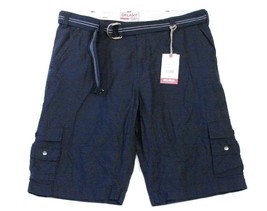Galaxy by Harvic Navy Blue Cotton Cargo Shorts &amp; Belt Mens Waist 44 NWT - £23.22 GBP