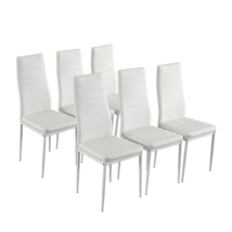 6pcs Elegant Assembled Stripping Texture High Backrest Dining Chairs B White(Rep - $308.43