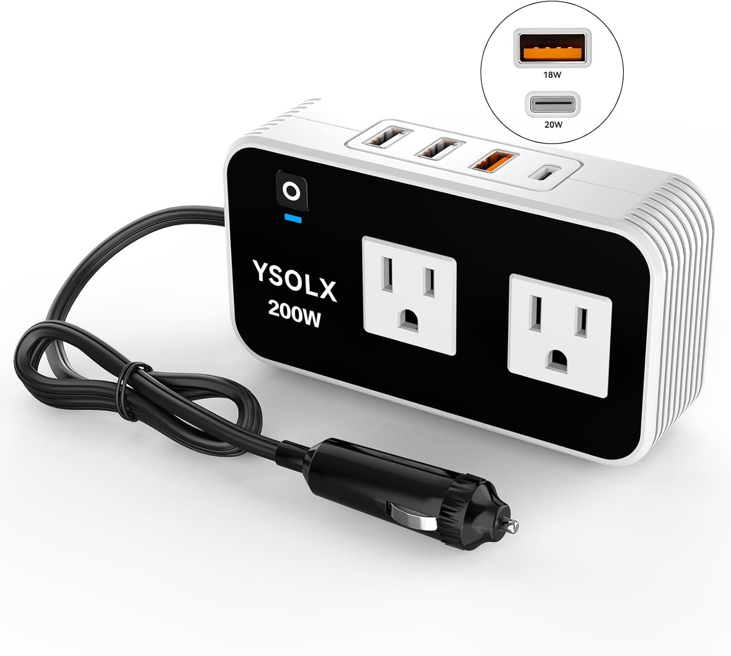 Ysolx 200W Car Power Inverter, Dc 12V To 110V Ac Inverter, Car Charɡer A... - $30.97
