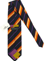 NEW! Paul Smith Striped Pure Silk Tie!   Black   Orange Purple Yellow Stripes - $59.99