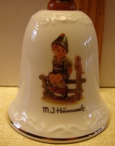 M.J. Hummel Wayside Harmony Decorative Porcelain Bell Wooden Handle 5.5"X 2.75" - $16.65