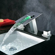 LED Waterfall Colors Changing Bathroom Basin Mixer Sink Faucet (HDD745) - £244.32 GBP