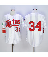 Twins #34 Kirby Puckett Jersey Old Style Uniform White Stripe - £35.84 GBP