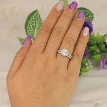 Engagement Wedding Ring Set 2.60Ct Cushion Cut Diamond 14k White Gold in Size 7 - £212.38 GBP