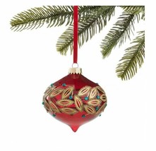 Holiday Lane Evergreen Dreams Glass Onion Ornament with Painted Gold Leaf - £19.44 GBP