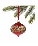 Holiday Lane Evergreen Dreams Glass Onion Ornament with Painted Gold Leaf - £19.48 GBP
