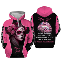 Personalized Floral Skull May Girl Hated By Many Loved By Plenty Hoodie 3D. - £29.28 GBP+